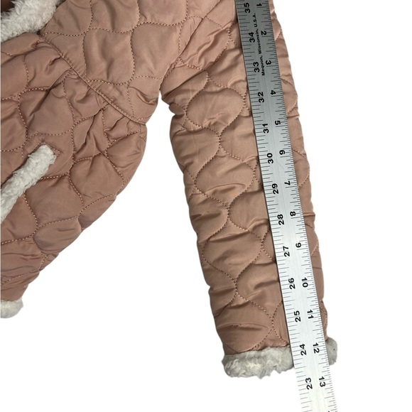 Tahari Quilted Hooded Sherpa Lined Winter Jacket/Coat, Pink and White, 2T - Picture 3 of 9